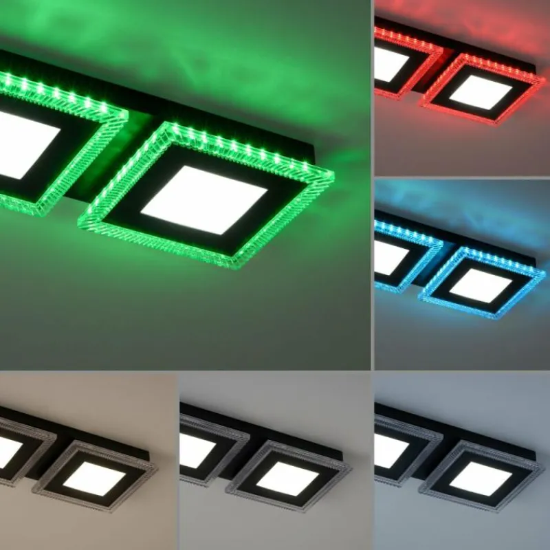 Luminaires Leuchten Direkt Plafonnier Leuchten-Direkt ACRI LED Noir, 2 lumières, Télécommandes* Éclairage Led