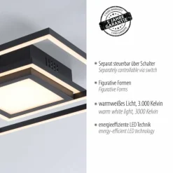 Luminaires Leuchten Direkt Plafonnier Leuchten-Direkt ASMIN LED Noir, 1 lumière* Éclairage Led