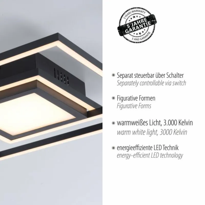 Luminaires Leuchten Direkt Plafonnier Leuchten-Direkt ASMIN LED Noir, 1 lumière* Éclairage Led