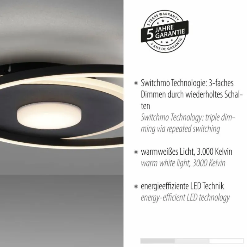 Luminaires Leuchten Direkt Plafonnier Leuchten-Direkt DOMINO LED Noir, 1 lumière* Éclairage Led