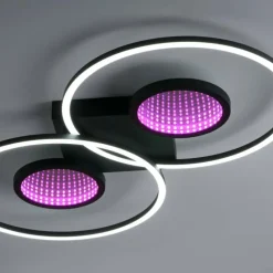 Luminaires Leuchten Direkt Plafonnier Leuchten-Direkt TUNEL LED Noir, 1 lumière, Télécommandes, Changeur de couleurs* Éclairage Led