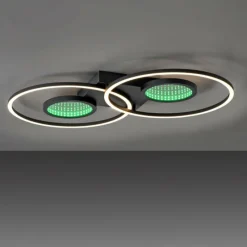 Luminaires Leuchten Direkt Plafonnier Leuchten-Direkt TUNEL LED Noir, 1 lumière, Télécommandes, Changeur de couleurs* Éclairage Led