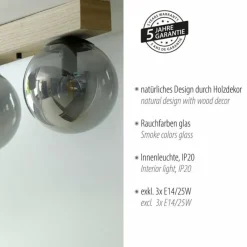 Suspension Verre Fumé-Luminaires Leuchten Direkt Plafonnier Leuchten-Direkt GREEN WIDOW Écru, Noir, 3 lumières