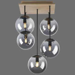 Suspension Verre Fumé-Luminaires Leuchten Direkt Plafonnier Leuchten-Direkt GREEN WIDOW Écru, Noir, 5 lumières