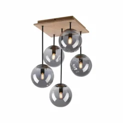 Suspension Verre Fumé-Luminaires Leuchten Direkt Plafonnier Leuchten-Direkt GREEN WIDOW Écru, Noir, 5 lumières
