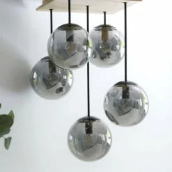 Suspension Verre Fumé-Luminaires Leuchten Direkt Plafonnier Leuchten-Direkt GREEN WIDOW Écru, Noir, 5 lumières