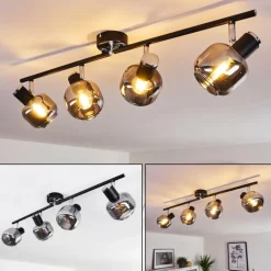 hofstein Plafonnier Lexington Chrome, Noir, 4 lumières