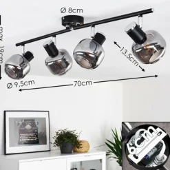 hofstein Plafonnier Lexington Chrome, Noir, 4 lumières