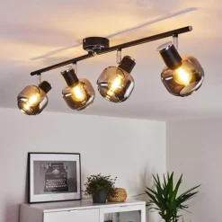 hofstein Plafonnier Lexington Chrome, Noir, 4 lumières