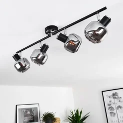 hofstein Plafonnier Lexington Chrome, Noir, 4 lumières