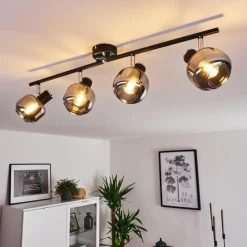 hofstein Plafonnier Lexington Chrome, Noir, 4 lumières