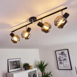 hofstein Plafonnier Lexington Chrome, Noir, 4 lumières