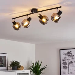 hofstein Plafonnier Lexington Chrome, Noir, 4 lumières