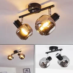 hofstein Plafonnier Lexington Chrome, Noir, 2 lumières