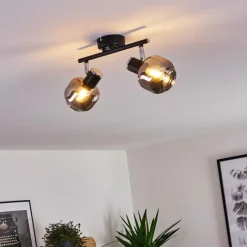 hofstein Plafonnier Lexington Chrome, Noir, 2 lumières