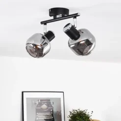 hofstein Plafonnier Lexington Chrome, Noir, 2 lumières