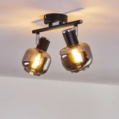 hofstein Plafonnier Lexington Chrome, Noir, 2 lumières