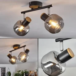 Suspension Verre Fumé-hofstein Plafonnier Lexington Noir, 2 lumières