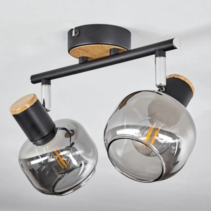 Suspension Verre Fumé-hofstein Plafonnier Lexington Noir, 2 lumières
