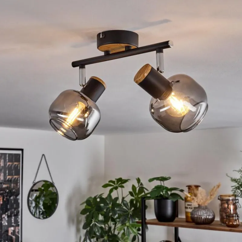 Suspension Verre Fumé-hofstein Plafonnier Lexington Noir, 2 lumières