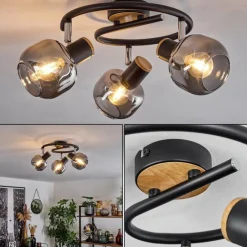 Suspension Verre Fumé-hofstein Plafonnier Lexington Noir, 3 lumières