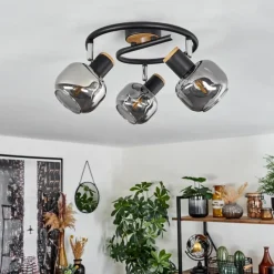 Suspension Verre Fumé-hofstein Plafonnier Lexington Noir, 3 lumières