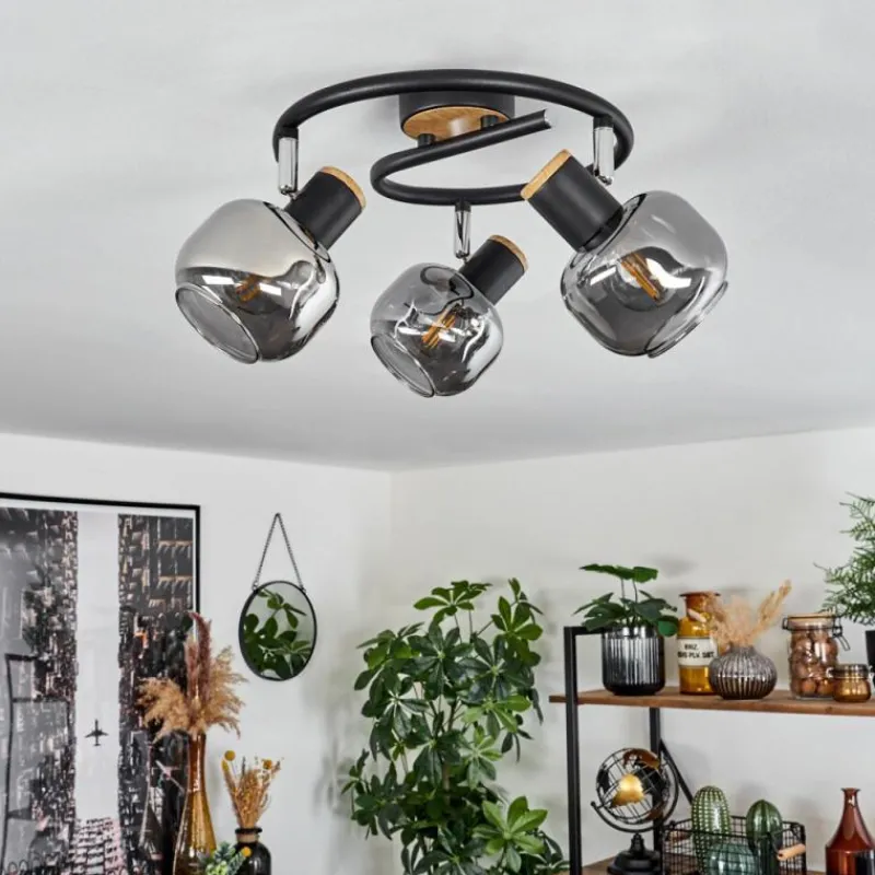 Suspension Verre Fumé-hofstein Plafonnier Lexington Noir, 3 lumières