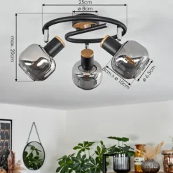 Suspension Verre Fumé-hofstein Plafonnier Lexington Noir, 3 lumières