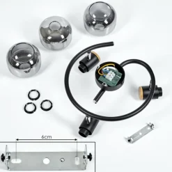 Suspension Verre Fumé-hofstein Plafonnier Lexington Noir, 3 lumières