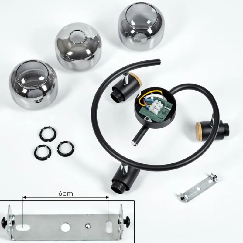 Suspension Verre Fumé-hofstein Plafonnier Lexington Noir, 3 lumières