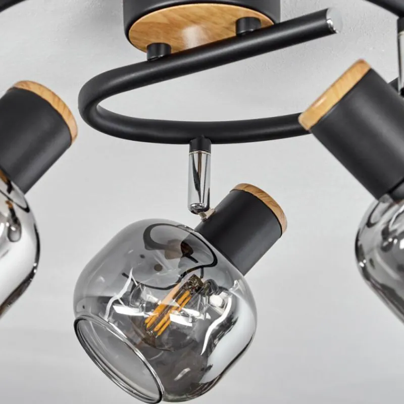 Suspension Verre Fumé-hofstein Plafonnier Lexington Noir, 3 lumières