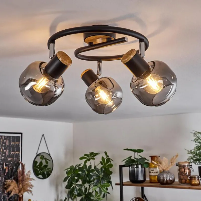 Suspension Verre Fumé-hofstein Plafonnier Lexington Noir, 3 lumières