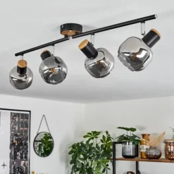 Suspension Verre Fumé-hofstein Plafonnier Lexington Noir, 4 lumières