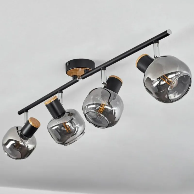 Suspension Verre Fumé-hofstein Plafonnier Lexington Noir, 4 lumières