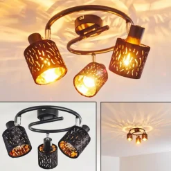Lampes En Tissu-hofstein Plafonnier Liared Chrome, Noir, 3 lumières