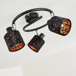 Lampes En Tissu-hofstein Plafonnier Liared Chrome, Noir, 3 lumières