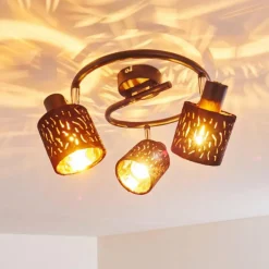 Lampes En Tissu-hofstein Plafonnier Liared Chrome, Noir, 3 lumières