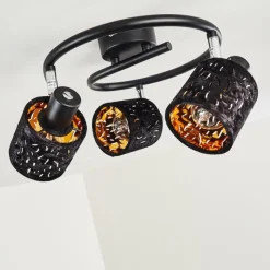 Lampes En Tissu-hofstein Plafonnier Liared Chrome, Noir, 3 lumières
