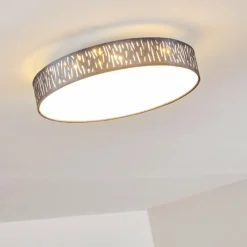 Lampes En Tissu-hofstein Plafonnier Liared LED Nickel mat, 1 lumière