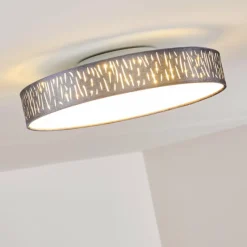 Lampes En Tissu-hofstein Plafonnier Liared LED Nickel mat, 1 lumière