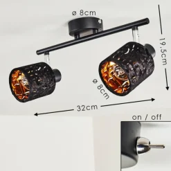 Lampes En Tissu-hofstein Plafonnier Liared Noir, 2 lumières