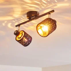 Lampes En Tissu-hofstein Plafonnier Liared Noir, 2 lumières