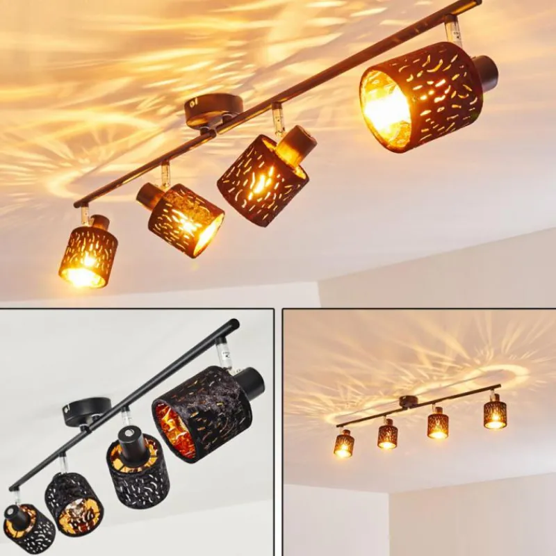 Lampes En Tissu-hofstein Plafonnier Liared Noir, 4 lumières