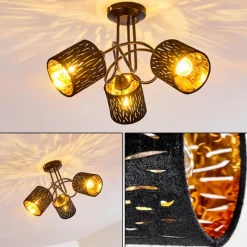 Lampes En Tissu-hofstein Plafonnier Liared Noir, 3 lumières