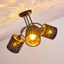 Lampes En Tissu-hofstein Plafonnier Liared Noir, 3 lumières