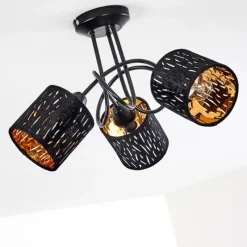 Lampes En Tissu-hofstein Plafonnier Liared Noir, 3 lumières