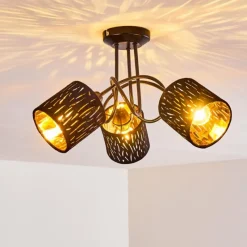 Lampes En Tissu-hofstein Plafonnier Liared Noir, 3 lumières