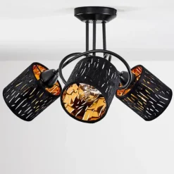 Lampes En Tissu-hofstein Plafonnier Liared Noir, 3 lumières