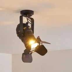 Lampes Industrielles-hofstein Plafonnier Lichinga Noir, 1 lumière