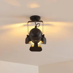 Lampes Industrielles-hofstein Plafonnier Lichinga Noir, 1 lumière